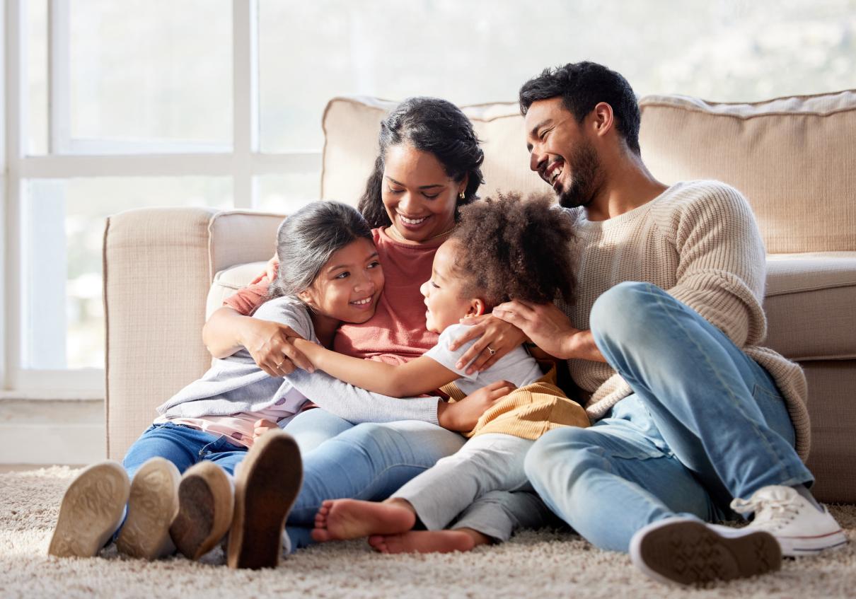 Family laughing together