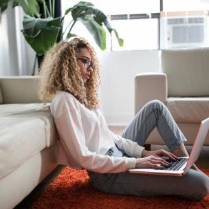 Woman using laptop